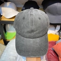 Unisex dark grey washed cotton baseball cap with vintage distressed finish and stitching - One Size(Adjustable) / Washed Black