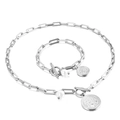 Parure bijoux arbre de vie argentée avec perles collier et bracelet maille trombone - Parure de Bijoux Argentée (KS135411-Z)