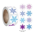 Etichette natalizie adesive con fiocchi di neve blu e viola, adesivi rotondi da 1 pollice - Motivo a fiocco di neve / 1 Pollice