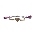 Handmade woven heart bracelet with colorful micro-pave crystals and adjustable tassels - Colorful Tassel Braided Chain Heart