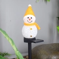 Solar powered snowman garden stake light with orange scarf and hat for outdoor decor - Single Snowman Yellow