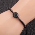 Zwarte kralenarmband met Tai Chi Yin Yang bedeltje en micro-pave kristallen - Gunmetal