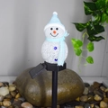 Solar powered garden snowman decorative light with blue scarf and transparent body - Single Snowman Blue