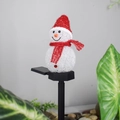 Solar outdoor snowman stake light with red hat and scarf for garden decoration - Single Snowman Red
