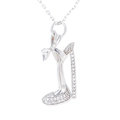 Elegant silver high heel pendant necklace with sparkling cubic zirconia and bow detail - Silver High Heel Shape (款式8)