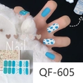 Detail of matte blue and cow print nail stickers with rhinestones style QF-605 - QF605