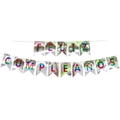 Spanish Feliz Cumpleaños birthday banner in silver foil with rainbow gradient letters - Silver Happy Birthday Banner