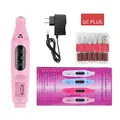 Kit fresa per unghie elettrica rosa con spina US e set di 12 punte metalliche - Spina USA / Rosa