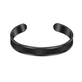 Close-up of black leather and polished steel cuff bracelet texture and craftsmanship - Black