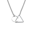 Detail of silver necklace with intertwined geometric circle and triangle pendants - Style B (Circle + Triangle) / With Chain / Silver