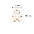Golden bear charm with white enamel and star pattern, size 15.5mm by 19.5mm - White