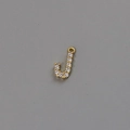 18k gold plated letter J pendant with zircon stones for DIY jewelry making - Letter J