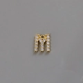 18k gold plated letter M pendant inlaid with zircon for DIY jewelry making - M