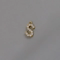 18k gold plated letter S pendant with sparkling zircon stones for DIY jewelry making - S