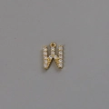 Zircon inlaid 18k gold letter W charm pendant for DIY necklace earring accessory - Letter W