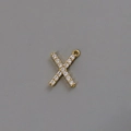 18k gold plated DIY alphabet letter X pendant with sparkling cubic zirconia stones - Letter X