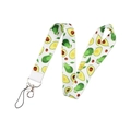 Detail of white fruit lanyard featuring avocado prints and a sturdy metal lobster clasp - White Avocado