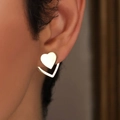 Orecchini a doppio strato a forma di cuore dorato per donna dal design elegante - Cuore Pieno e Cavo Sovrapposto (Bianco K 12419)