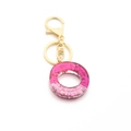 Pink glitter resin alphabet O keychain with golden horseshoe clasp and ring for women - Pink Sequin / Letter O