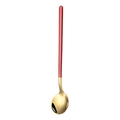 Minimalist 304 stainless steel long handle dessert spoon in red and gold finish - 304 Round Spoon-Red Gold