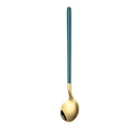 304 stainless steel dessert spoon with gold-plated head and dark green handle - 304 Round Spoon-Dark Green Gold