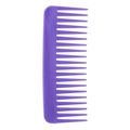 Purple wide-tooth plastic hair comb for detangling and scalp massage on white background - Purple
