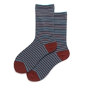 Women's college style striped cotton socks in teal and maroon contrast stripes - One Size (35-40) / Teal and Red Stripes