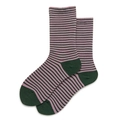 Mid-calf cotton socks featuring classic purple and dark green horizontal stripes - One Size (35-40) / Purple and Green Stripes