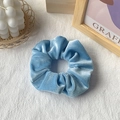 Light blue velvet scrunchie hair tie with soft texture and stylish oversized design - Medium Blue
