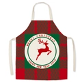Red and green plaid Christmas apron with reindeer silhouette and festive holiday text - Christmas 04