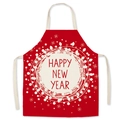 Red New Year apron featuring Happy New Year text with festive snowflake patterns - Christmas Style 14