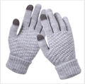 Winterliche graue Strickhandschuhe mit Touchscreen-Funktion und rutschfester Handfläche - Grau