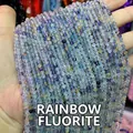 Faceted colorful fluorite beads in blue purple and yellow for DIY jewelry making - Multi Fluorite 3mm