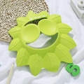 Green sunflower baby shower cap with ear protection for infant hair washing - Maple Leaf Bath Hat Green