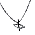 Unisex Edelstahl Halskette mit silbernem Rechteck-Anhänger und eleganter Box-Kette - Vierkant-Boxkette/Ganz Schwarz