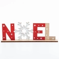 Décoration de Noël en bois mot NOEL avec flocon de neige et motifs d'étoiles festives - Flocon de neige (NOEL)