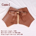 Cintura a corsetto in ecopelle color cammello con volant e fiocco, 73cm x 31,5cm di larghezza - Cammello
