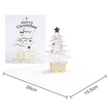Biglietto di Natale 3D bianco con albero e scritte Merry Christmas dorate, 26x15,5cm - Albero di Natale in Cristallo