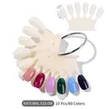 Crown-shaped nail art display card set with 60 colors on natural fan-style tips - Natural Color