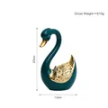 Modern dark green ceramic swan decor with gold electroplated feathers for home cabinet - Gold Feather Swan (Style B)