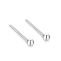 S999 sterling silver spherical stud earrings with polished mirror finish for women - 2.5mm Round Head Studs