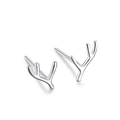 Minimalist S925 sterling silver stud earrings in a polished reindeer antler shape - Antler Stud Earrings