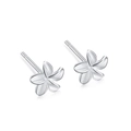 Minimalist S999 sterling silver flower stud earrings with a matte silver finish - Flower Stud Earrings