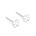 Minimalist S999 sterling silver four-leaf clover stud earrings in shiny silver finish - Clover Ear Studs