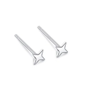 Minimalist S999 sterling silver stud earrings featuring a polished four-pointed star design - Starlight Stud Earrings