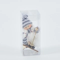 Adorno navideño de fieltro de muñeco de nieve con gorro de rayas grises y mini esquís - Estilo 13 (1 Pieza - Niña esquiadora gris)