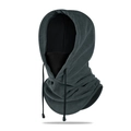 Charcoal grey fleece balaclava hood with adjustable black drawstrings for winter cycling - One Size / Grey Black
