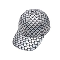Silver fish scale pattern hip-hop baseball cap with metallic shiny finish and flat brim - One Size / Silver Fish Scale