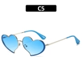 Occhiali da sole alla moda a cuore con lenti blu sfumate e montatura in metallo argento - Montatura Argentata Lenti Blu (C5)