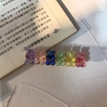 Detail of colorful resin gummy bear hair clips with glitter on a golden metal base - Style B Multicolor 6 Bears